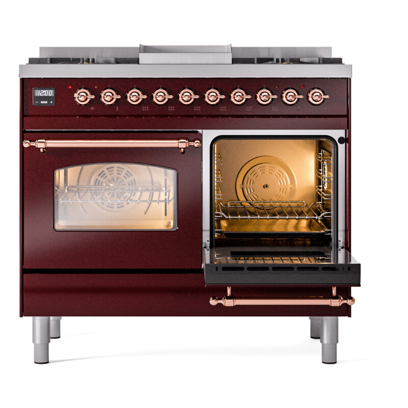 Nostalgie II 40 inch Dual Fuel Range with Double Ovens, 6 Burners and Griddle UPD40FNMPBUP