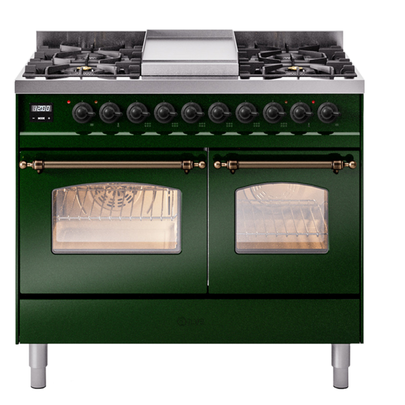 Nostalgie II 40 inch Dual Fuel Range with Double Ovens, 6 Burners and Griddle UPD40FNMPEGB