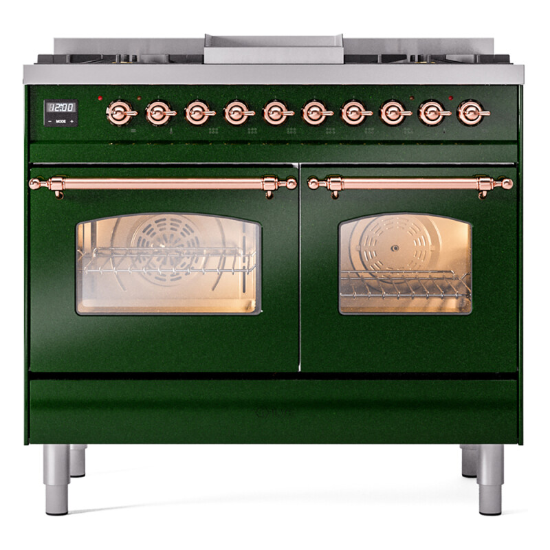 Nostalgie II 40 UPD40FNMPEGP Freestanding Dual Fuel Range with 6 Sealed Burners with Griddle Double Oven with Triple Glass Door with Copper knobs UPD40FNMPEGPLP