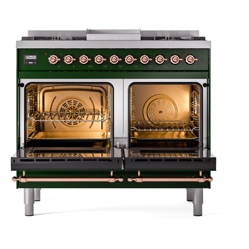 Nostalgie II 40 UPD40FNMPEGP Freestanding Dual Fuel Range with 6 Sealed Burners with Griddle Double Oven with Triple Glass Door with Copper knobs UPD40FNMPEGPLP