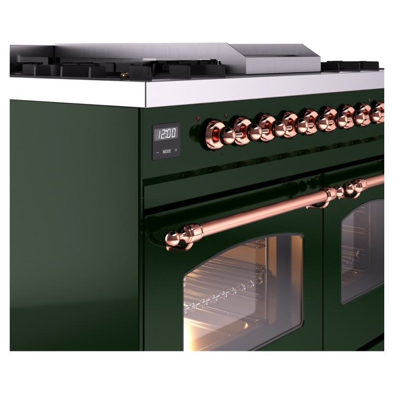 Nostalgie II 40 UPD40FNMPEGP Freestanding Dual Fuel Range with 6 Sealed Burners with Griddle Double Oven with Triple Glass Door with Copper knobs UPD40FNMPEGPLP