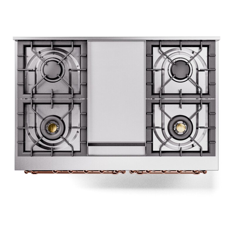 Nostalgie II 40 UPD40FNMPEGP Freestanding Dual Fuel Range with 6 Sealed Burners with Griddle Double Oven with Triple Glass Door with Copper knobs UPD40FNMPEGPLP