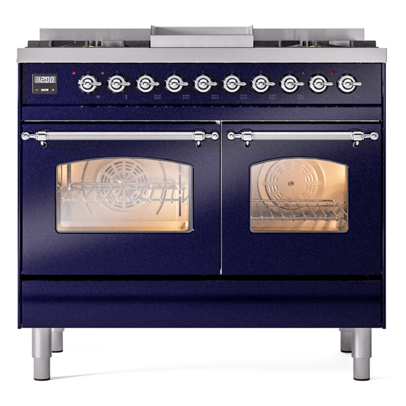 Nostalgie II 40 inch Dual Fuel Range with Double Ovens, 6 Burners and Griddle UPD40FNMPMBC