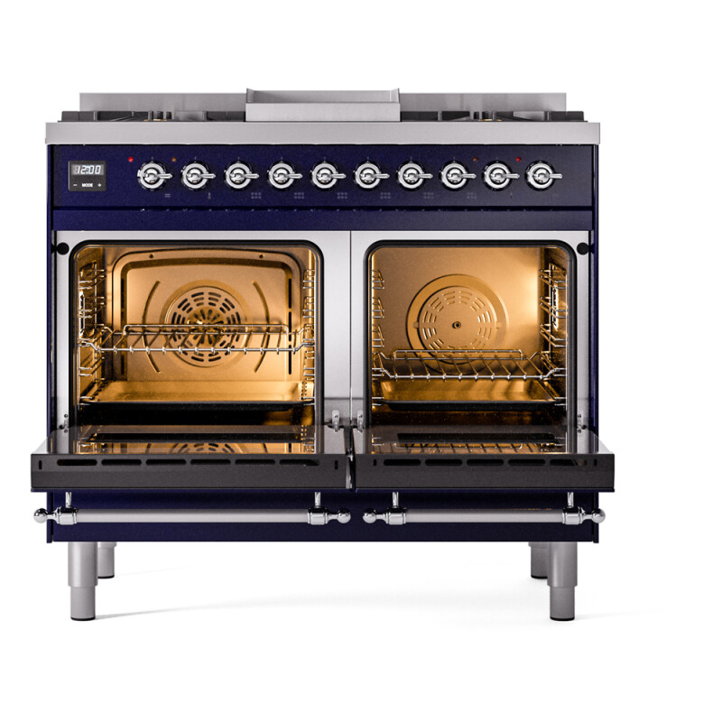 Nostalgie II 40 inch Dual Fuel Range with Double Ovens, 6 Burners and Griddle UPD40FNMPMBC