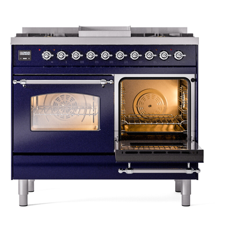 Nostalgie II 40 inch Dual Fuel Range with Double Ovens, 6 Burners and Griddle UPD40FNMPMBC
