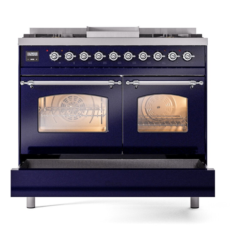 Nostalgie II 40 inch Dual Fuel Range with Double Ovens, 6 Burners and Griddle UPD40FNMPMBC