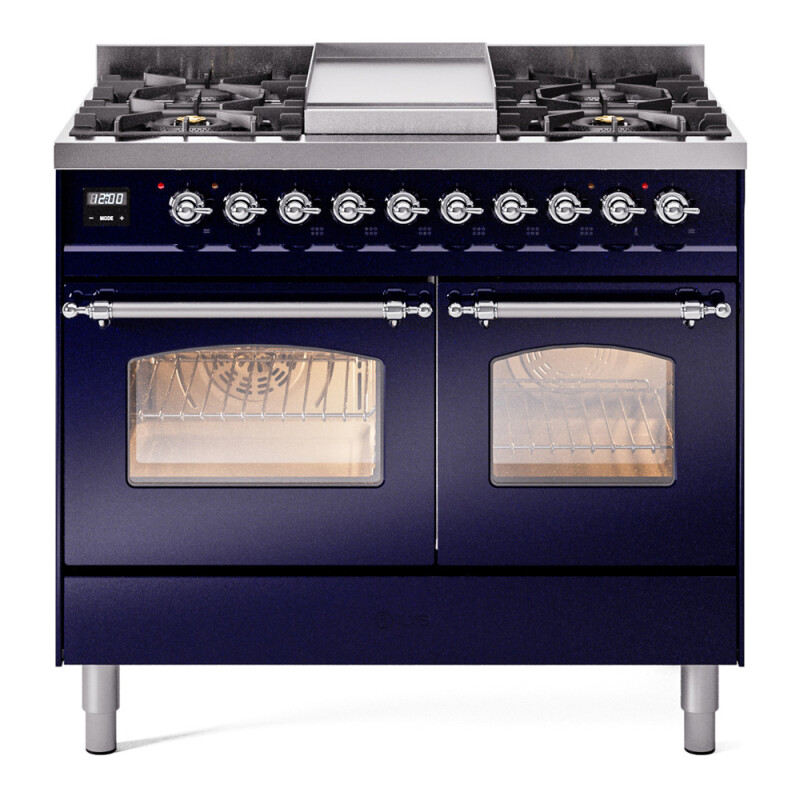 Nostalgie II 40 inch Dual Fuel Range with Double Ovens, 6 Burners and Griddle UPD40FNMPMBCLP