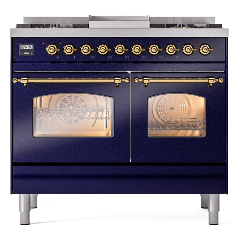 Nostalgie II 40 inch Dual Fuel Range with Double Ovens, 6 Burners and Griddle UPD40FNMPMBG
