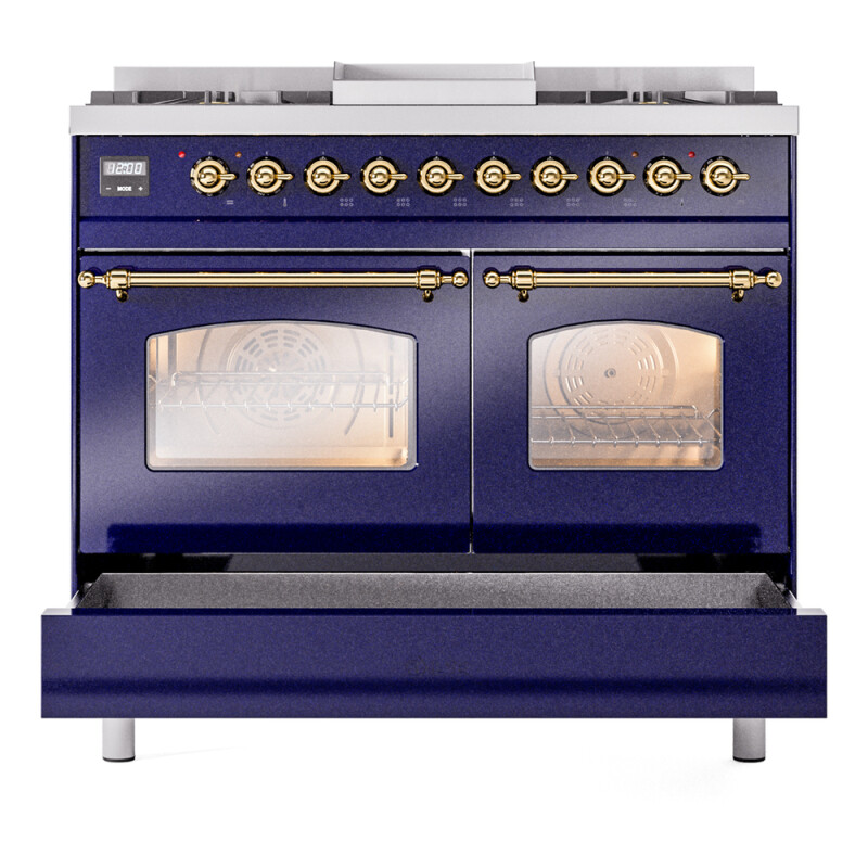 Nostalgie II 40 inch Dual Fuel Range with Double Ovens, 6 Burners and Griddle UPD40FNMPMBG