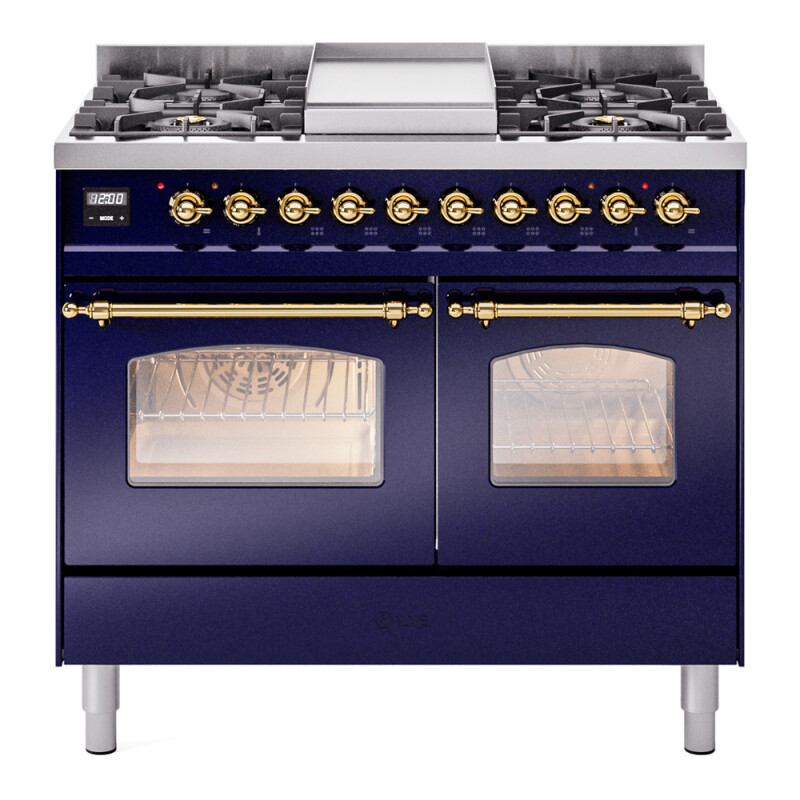 Nostalgie II 40 inch Dual Fuel Range with Double Ovens, 6 Burners and Griddle UPD40FNMPMBGLP