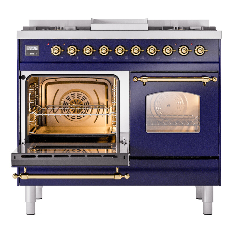 Nostalgie II 40 inch Dual Fuel Range with Double Ovens, 6 Burners and Griddle UPD40FNMPMBGLP