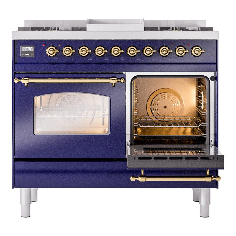 Nostalgie II 40 inch Dual Fuel Range with Double Ovens, 6 Burners and Griddle UPD40FNMPMBGLP
