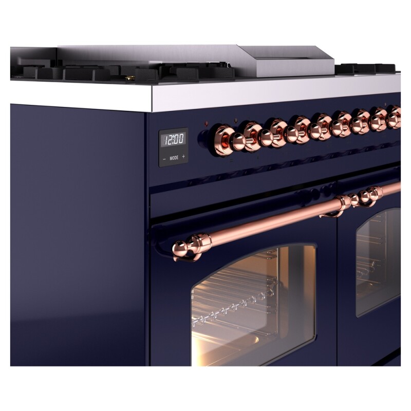 Nostalgie II 40 UPD40FNMPMBP Freestanding Dual Fuel Range with 6 Sealed Burners with Griddle Double Oven with Triple Glass Door with Copper knobs UPD40FNMPMBP