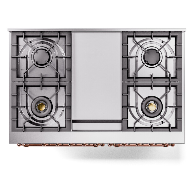 Nostalgie II 40 UPD40FNMPMBP Freestanding Dual Fuel Range with 6 Sealed Burners with Griddle Double Oven with Triple Glass Door with Copper knobs UPD40FNMPMBP