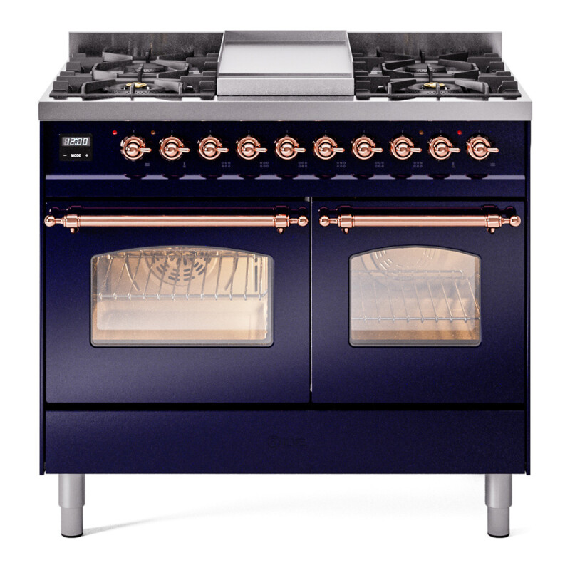Nostalgie II 40 inch Dual Fuel Range with Double Ovens, 6 Burners and Griddle UPD40FNMPMBPLP