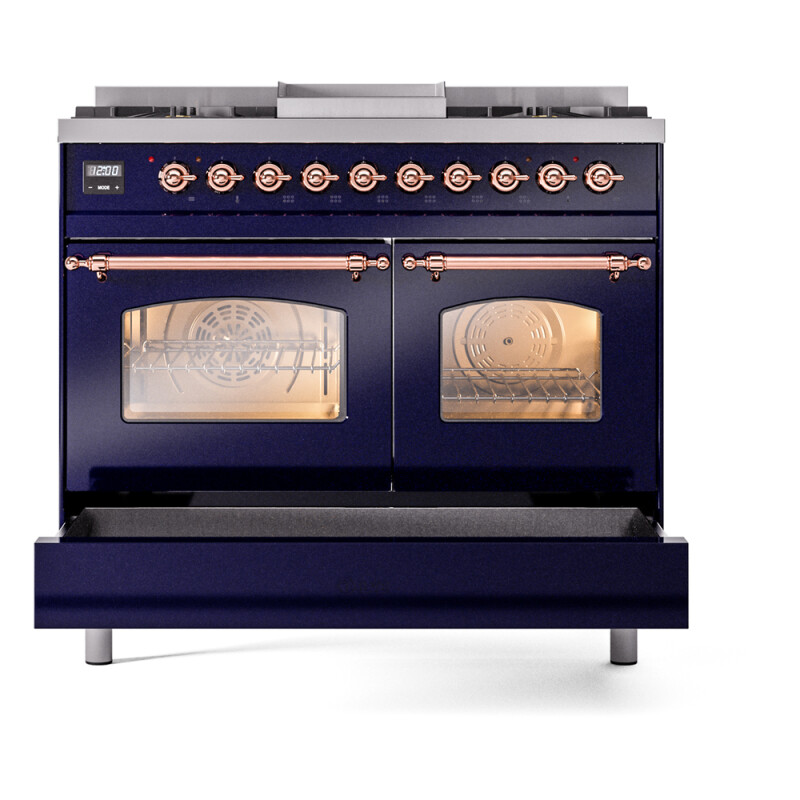Nostalgie II 40 inch Dual Fuel Range with Double Ovens, 6 Burners and Griddle UPD40FNMPMBPLP