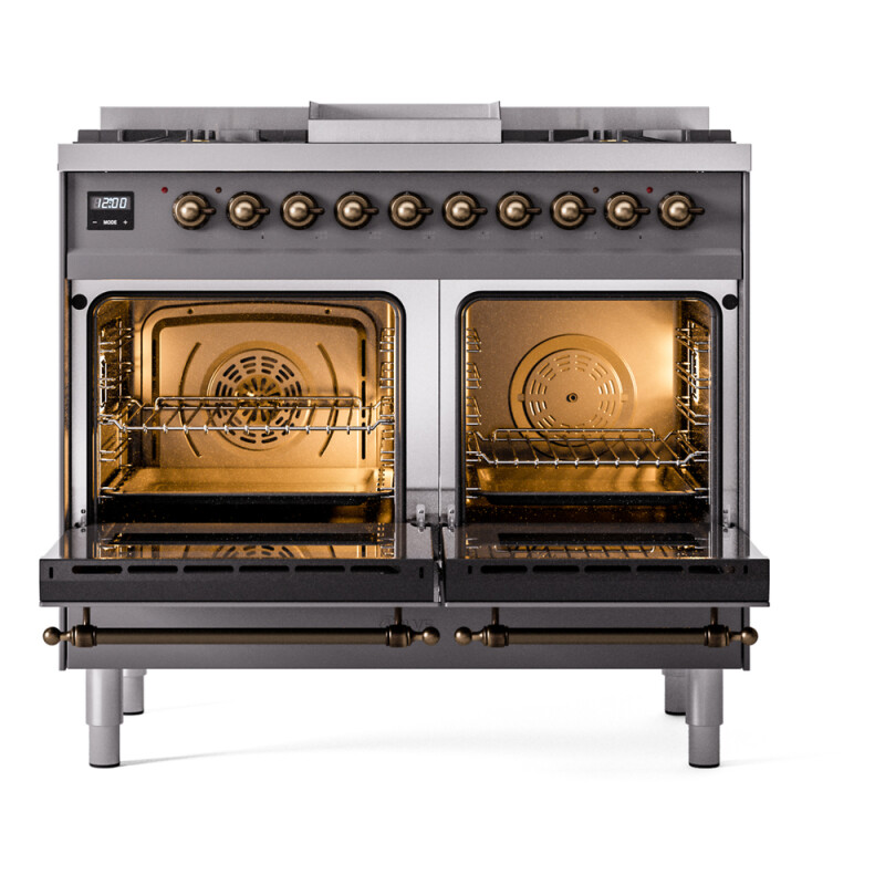 Nostalgie II 40 inch Dual Fuel Range with Double Ovens, 6 Burners and Griddle UPD40FNMPMGBLP