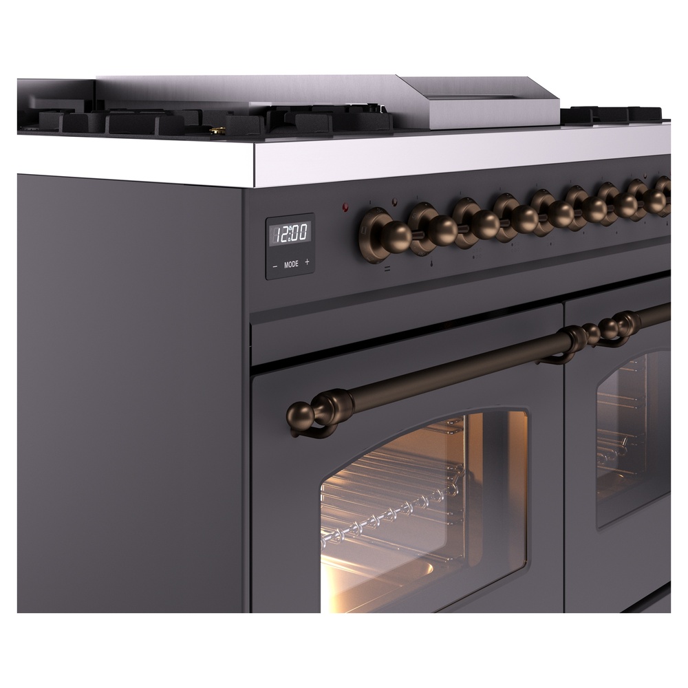 Nostalgie II 40 inch Dual Fuel Range with Double Ovens, 6 Burners and Griddle UPD40FNMPMGBLP