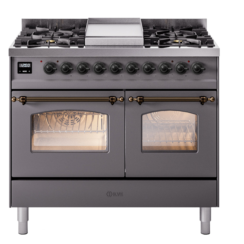 Nostalgie II 40 inch Dual Fuel Range with Double Ovens, 6 Burners and Griddle UPD40FNMPMGB