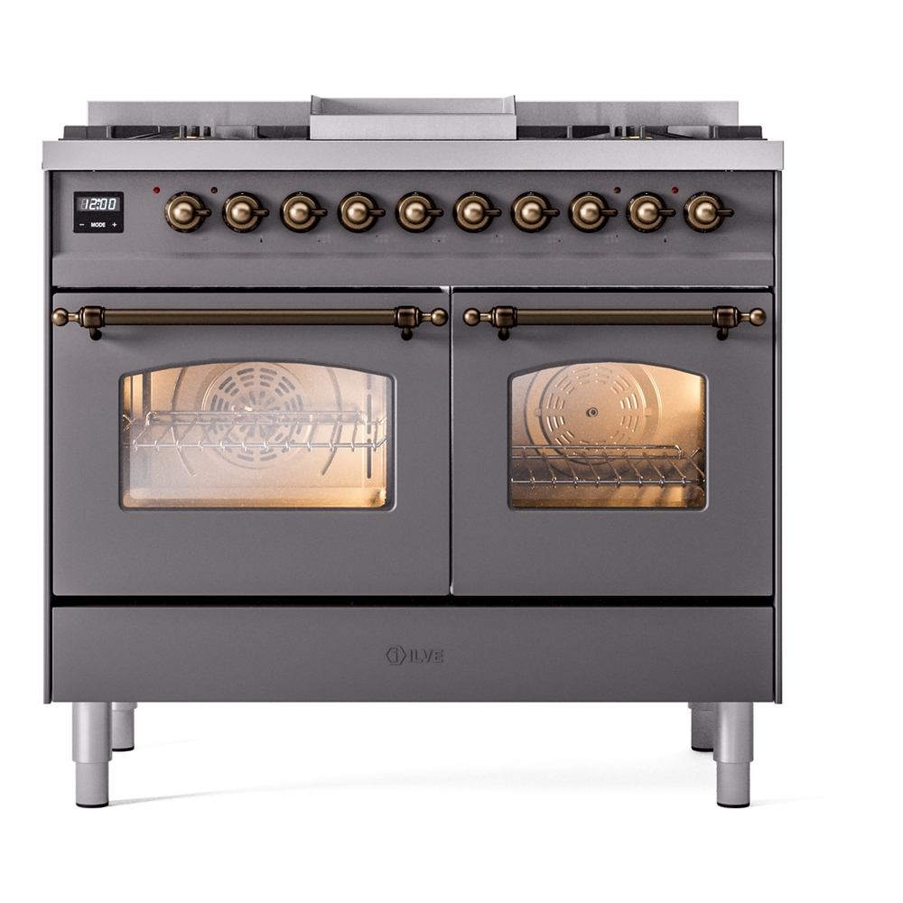 Nostalgie II 40 inch Dual Fuel Range with Double Ovens, 6 Burners and Griddle UPD40FNMPMGB