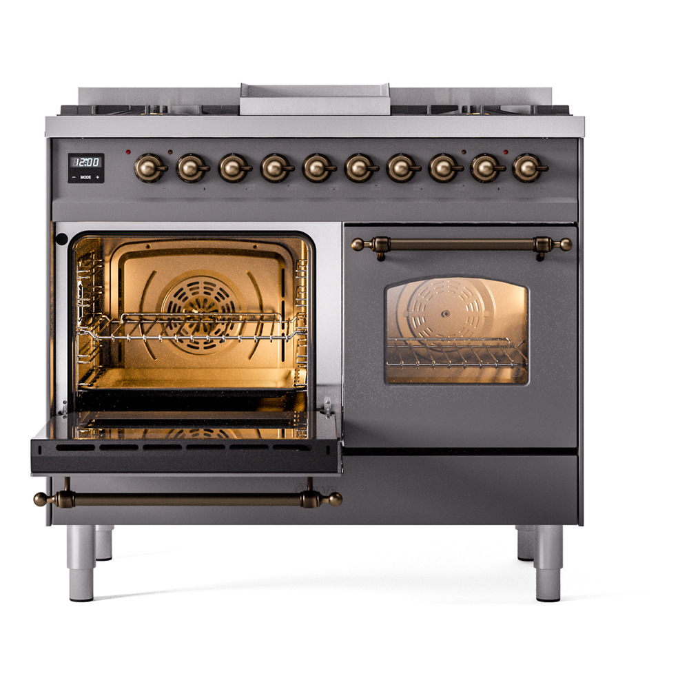 Nostalgie II 40 inch Dual Fuel Range with Double Ovens, 6 Burners and Griddle UPD40FNMPMGB
