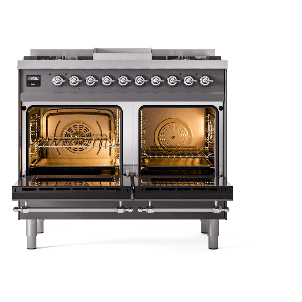 Nostalgie II 40 inch Dual Fuel Range with Double Ovens, 6 Burners and Griddle UPD40FNMPMGCLP