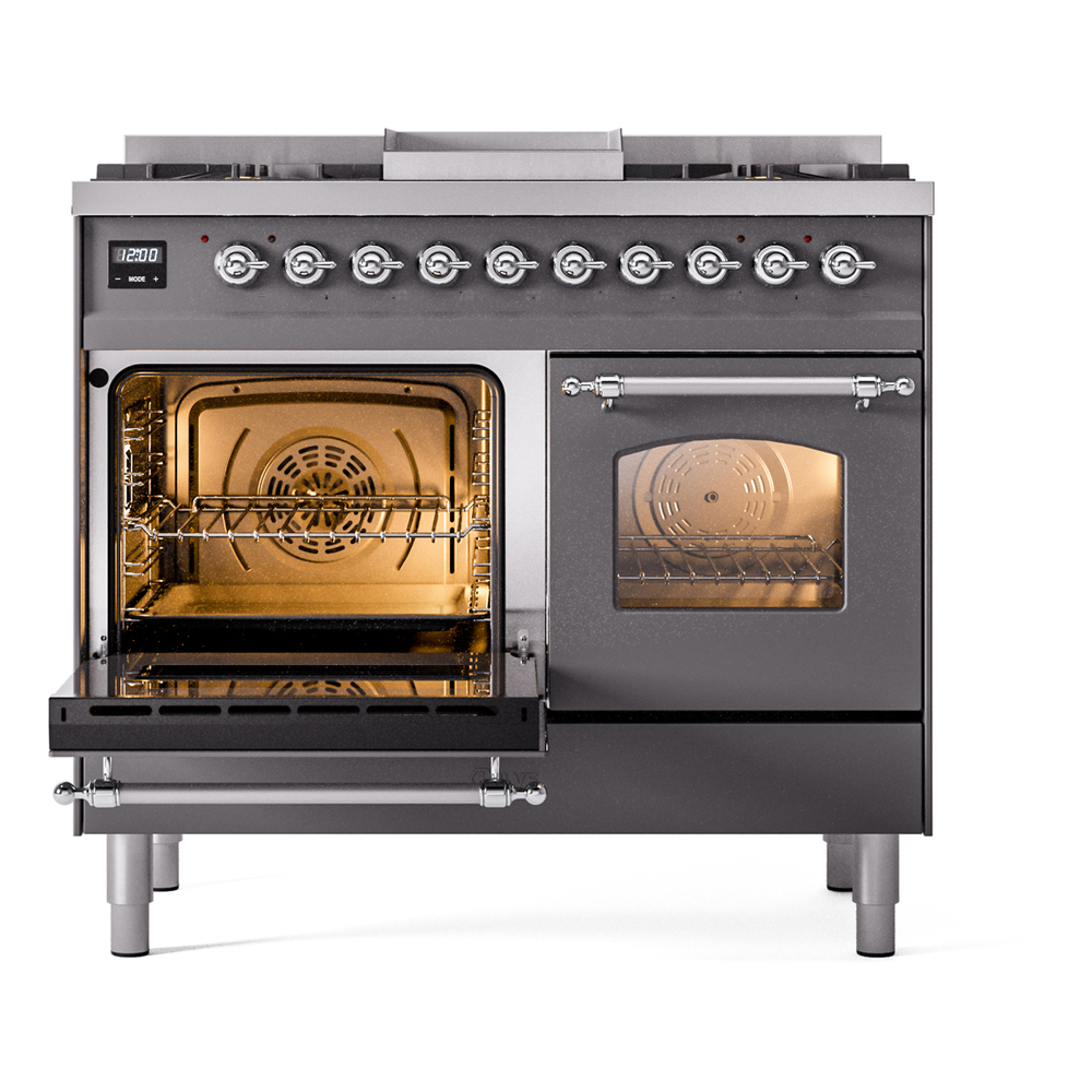 Nostalgie II 40 inch Dual Fuel Range with Double Ovens, 6 Burners and Griddle UPD40FNMPMGCLP
