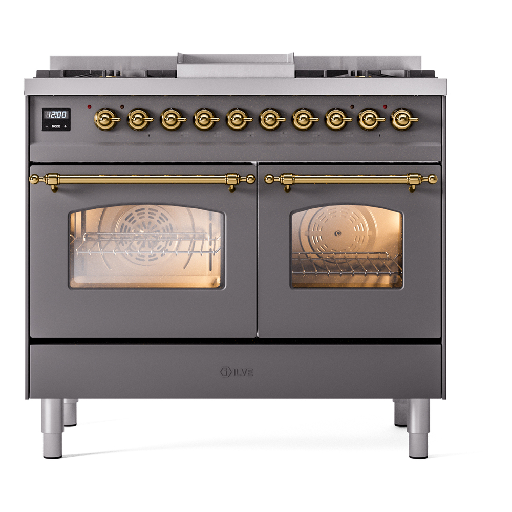 Nostalgie II 40 inch Dual Fuel Range with Double Ovens, 6 Burners and Griddle UPD40FNMPMGGLP