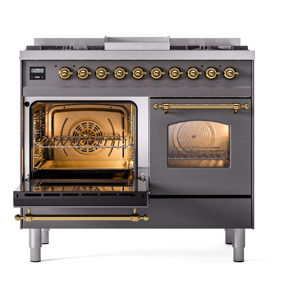 Nostalgie II 40 inch Dual Fuel Range with Double Ovens, 6 Burners and Griddle UPD40FNMPMGGLP