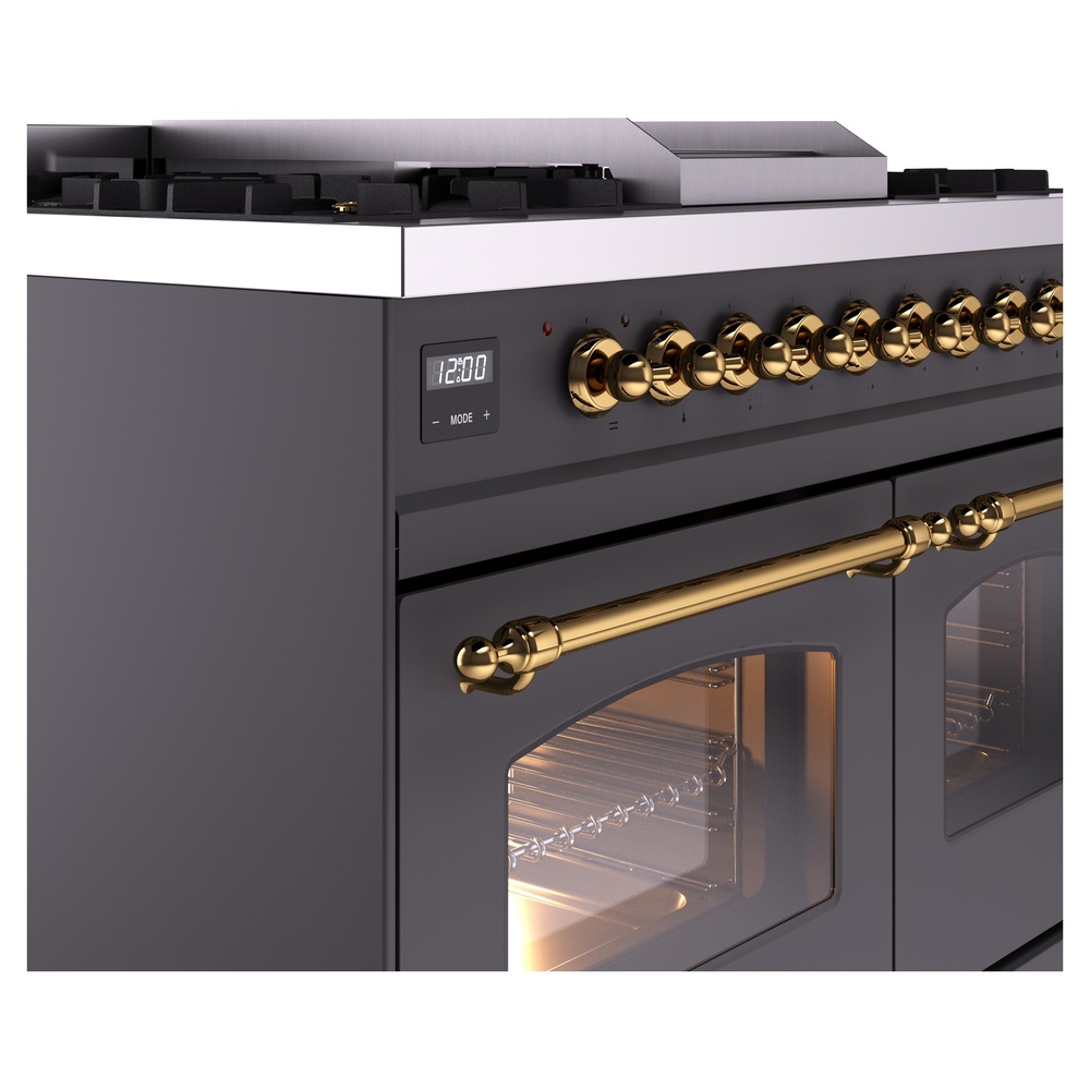 Nostalgie II 40 inch Dual Fuel Range with Double Ovens, 6 Burners and Griddle UPD40FNMPMGGLP