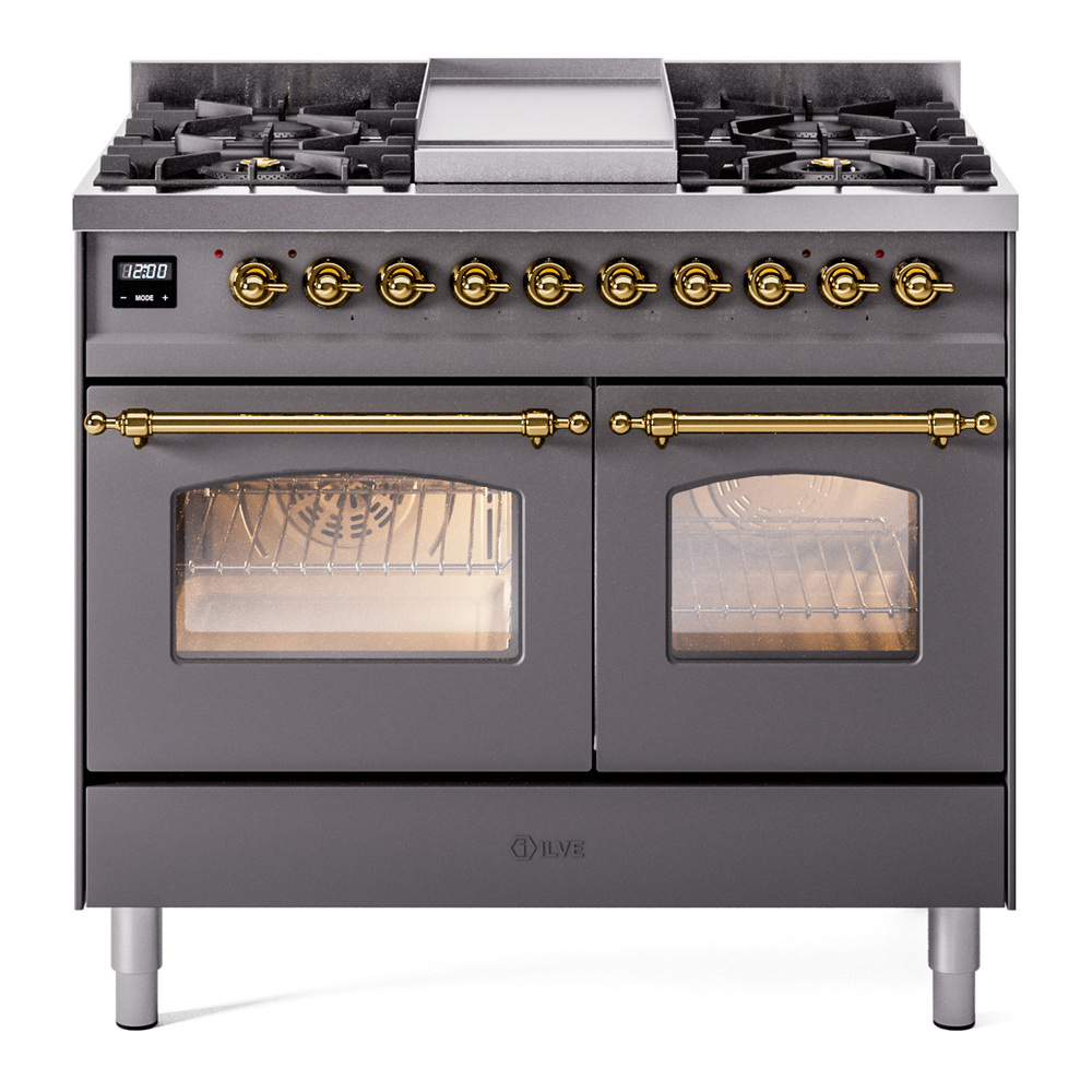 Nostalgie II Series 40 inch Freestanding Dual Fuel Range with Natural Gas, 6 Sealed Burners, Double Ovens, 4.3 cu. ft. Total Oven Capacity, Griddle, Convection Oven, Continuous Grates, Storag UPD40FNMPMGG