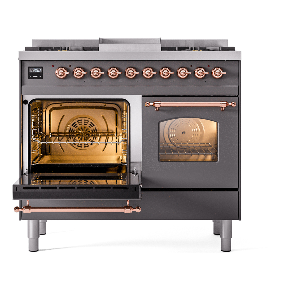 Nostalgie II 40 inch Dual Fuel Range with Double Ovens, 6 Burners and Griddle UPD40FNMPMGPLP