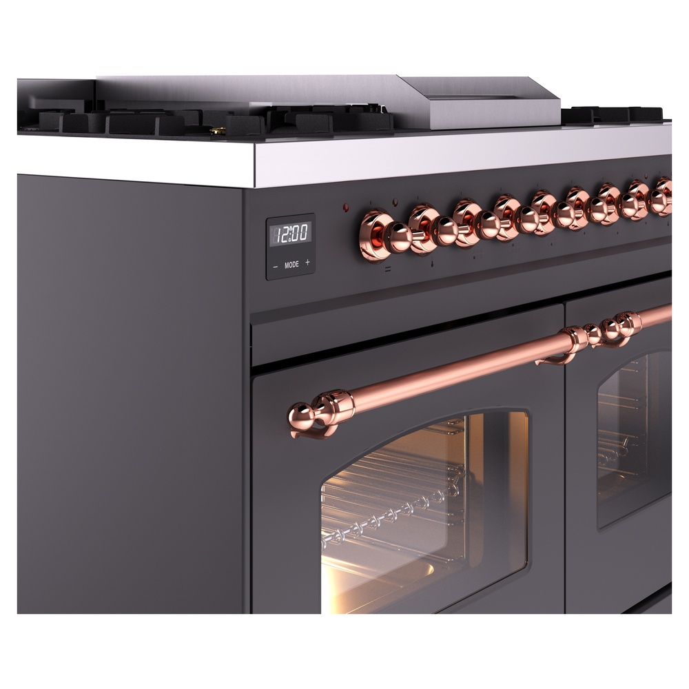 Nostalgie II 40 inch Dual Fuel Range with Double Ovens, 6 Burners and Griddle UPD40FNMPMGPLP