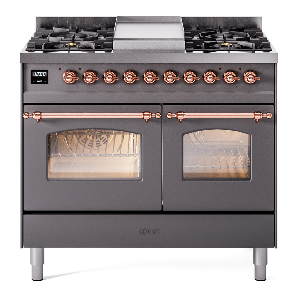 Nostalgie II 40 inch Dual Fuel Range with Double Ovens, 6 Burners and Griddle UPD40FNMPMGP