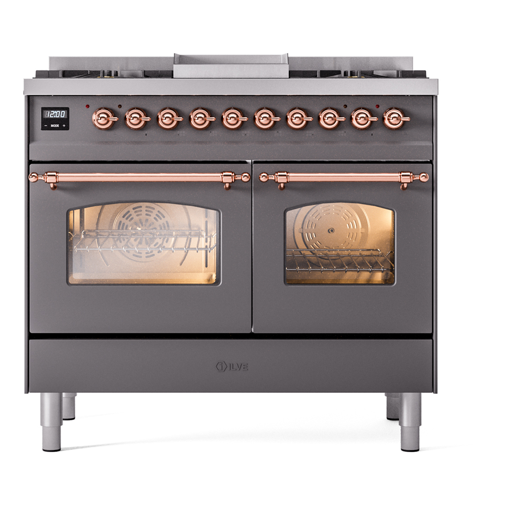Nostalgie II 40 inch Dual Fuel Range with Double Ovens, 6 Burners and Griddle UPD40FNMPMGP