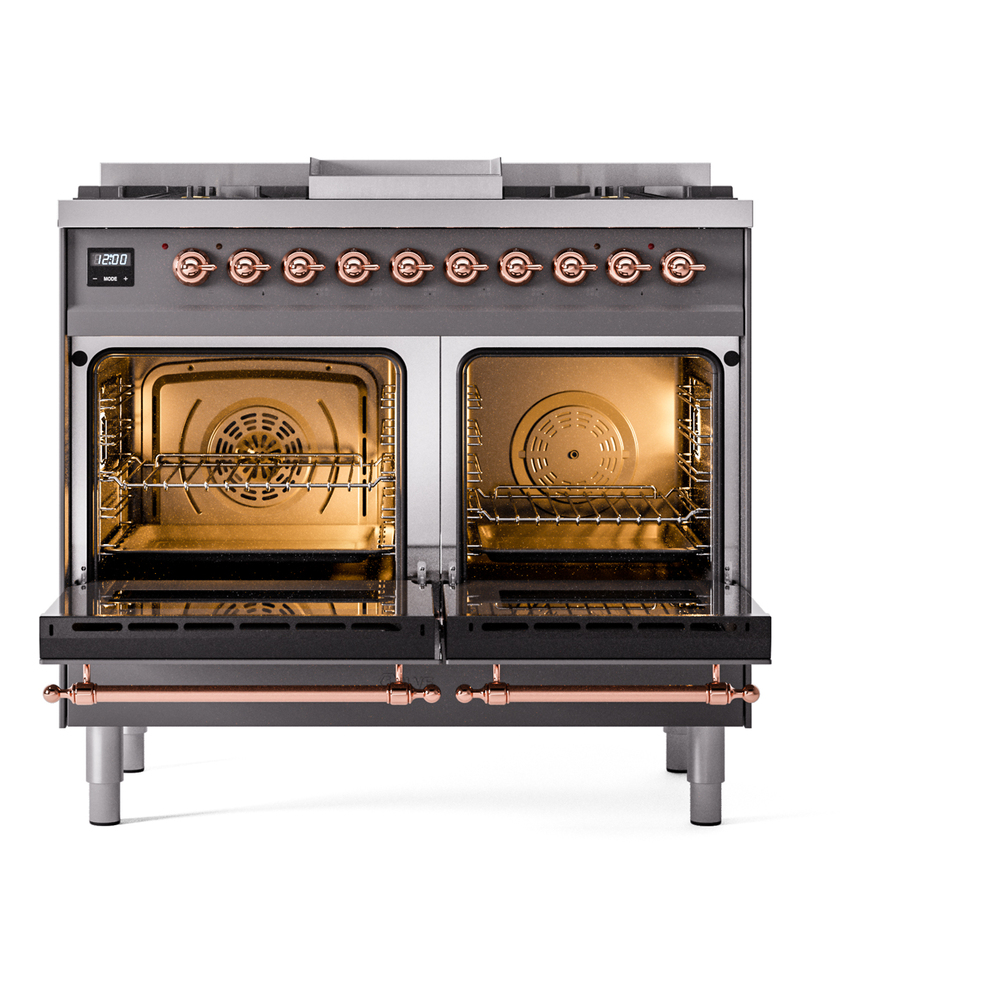 Nostalgie II 40 inch Dual Fuel Range with Double Ovens, 6 Burners and Griddle UPD40FNMPMGP
