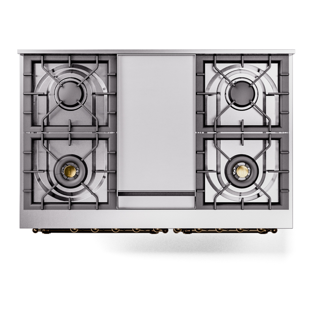 Nostalgie II 40 UPD40FNMPRAB Freestanding Dual Fuel Range with 6 Sealed Burners with Griddle Double Oven with Triple Glass Door with Bronze knobs UPD40FNMPRABLP