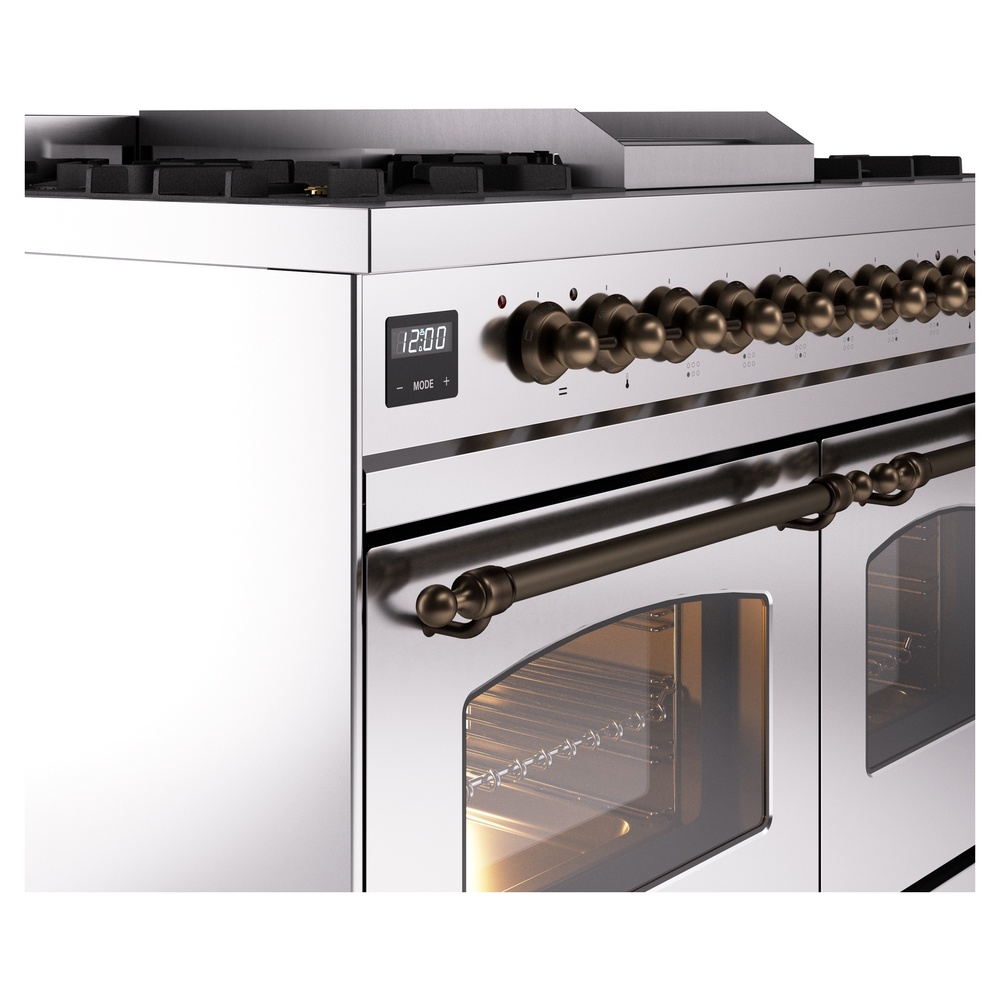 Nostalgie II 40 inch Dual Fuel Range with Double Ovens, 6 Burners and Griddle UPD40FNMPSSBLP