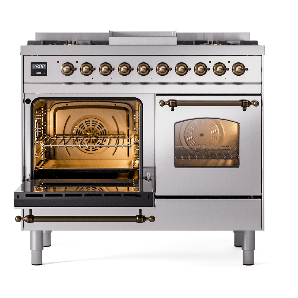 Nostalgie II 40 inch Dual Fuel Range with Double Ovens, 6 Burners and Griddle UPD40FNMPSSB