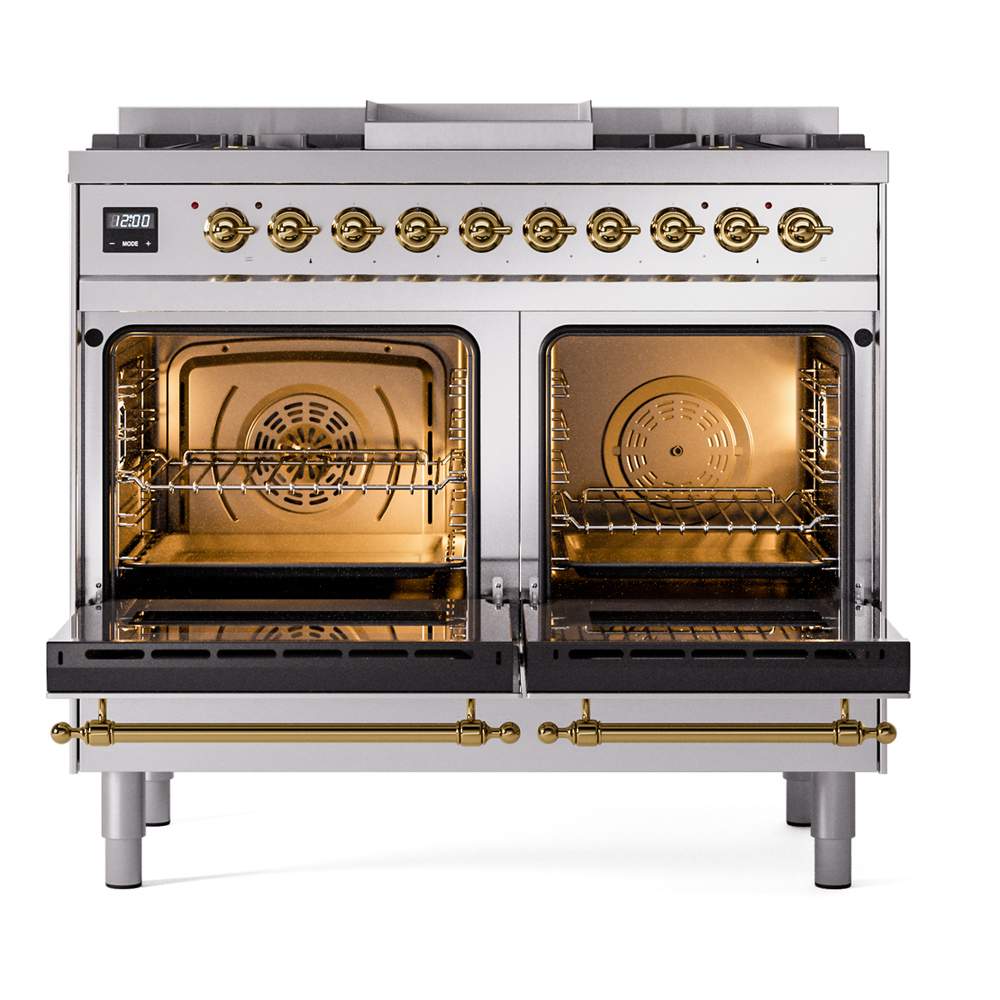 Nostalgie II 40 inch Dual Fuel Range with Double Ovens, 6 Burners and Griddle UPD40FNMPSSGLP