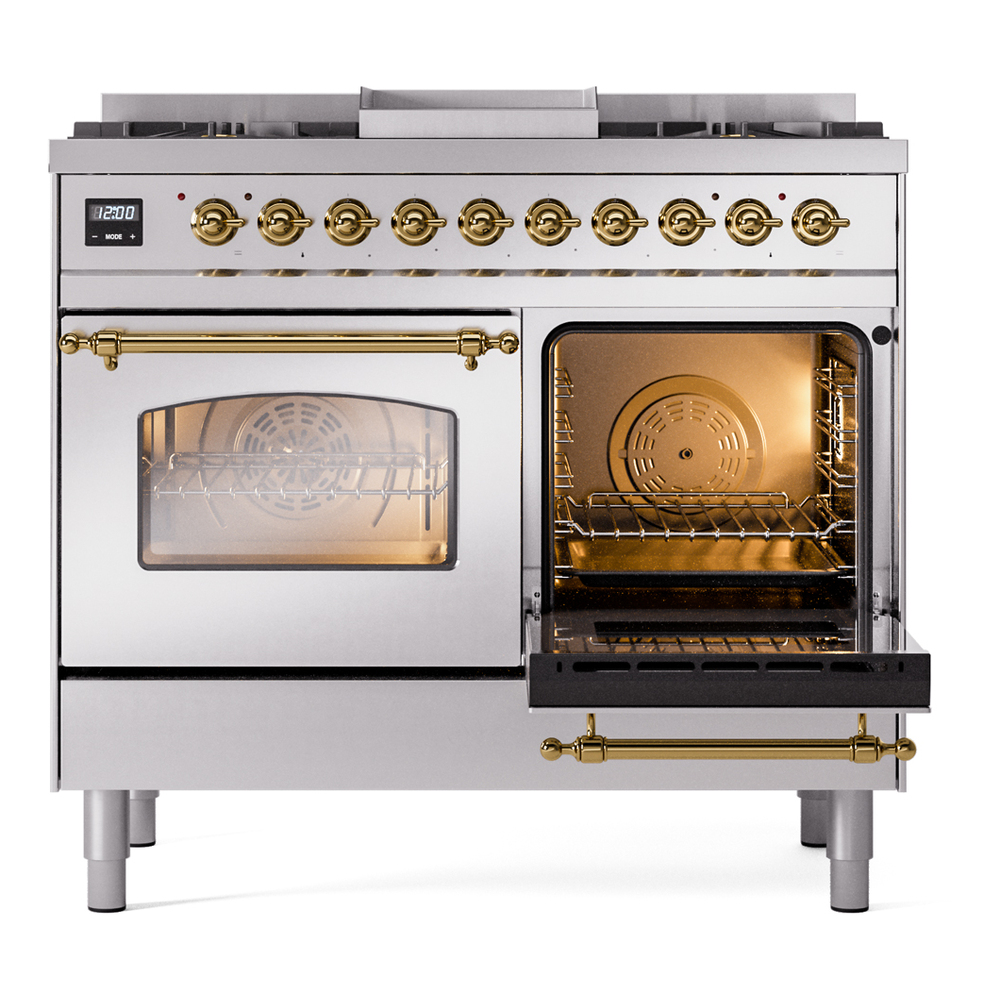 Nostalgie II 40 inch Dual Fuel Range with Double Ovens, 6 Burners and Griddle UPD40FNMPSSGLP