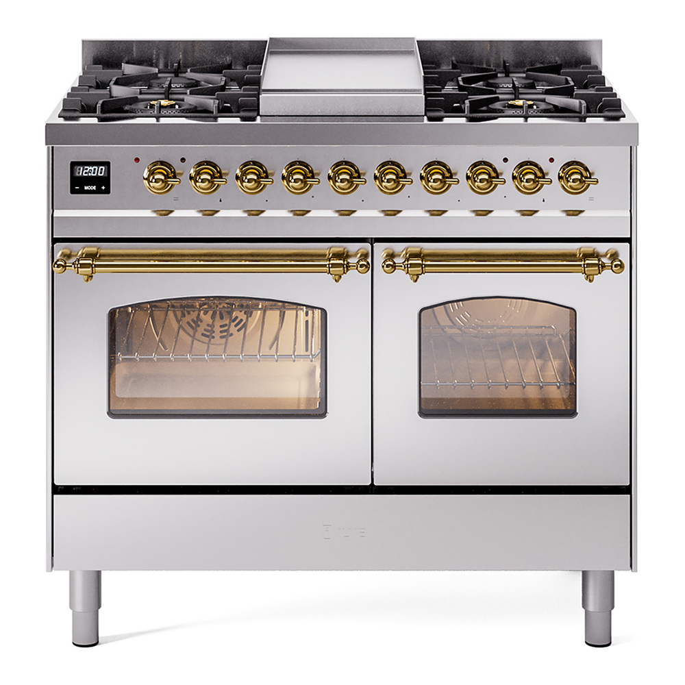 Nostalgie II 40 inch Dual Fuel Range with Double Ovens, 6 Burners and Griddle UPD40FNMPSSG