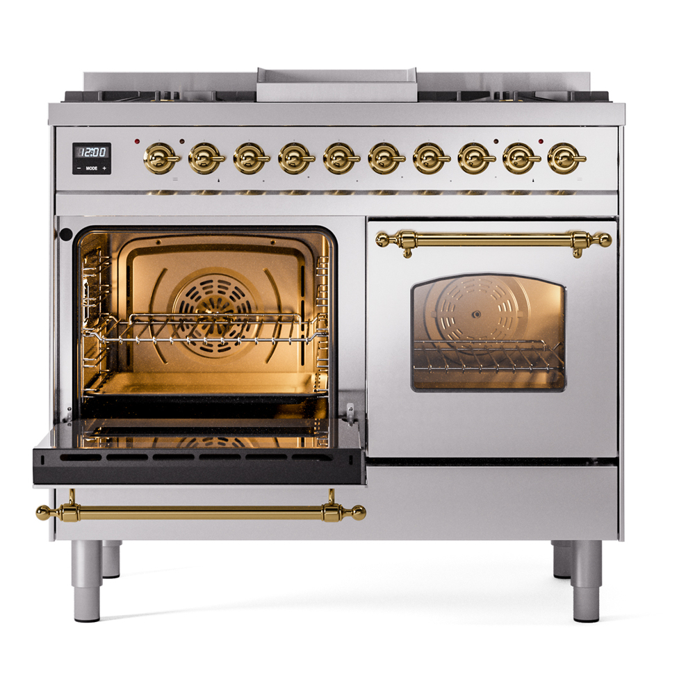Nostalgie II 40 inch Dual Fuel Range with Double Ovens, 6 Burners and Griddle UPD40FNMPSSG