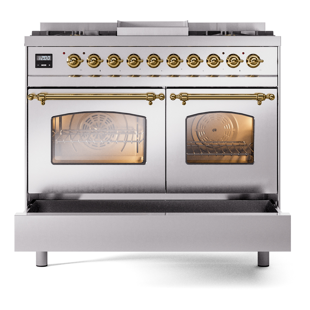 Nostalgie II 40 inch Dual Fuel Range with Double Ovens, 6 Burners and Griddle UPD40FNMPSSG