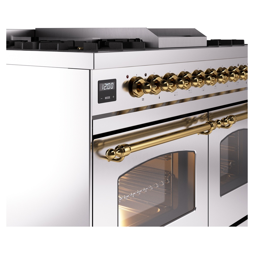 Nostalgie II 40 inch Dual Fuel Range with Double Ovens, 6 Burners and Griddle UPD40FNMPSSG