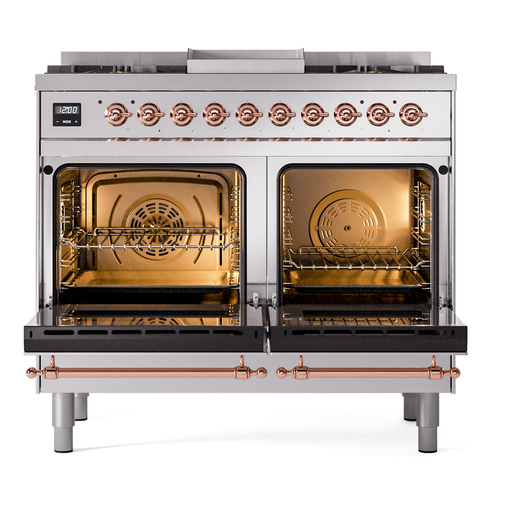 Nostalgie II 40 inch Dual Fuel Range with Double Ovens, 6 Burners and Griddle UPD40FNMPSSPLP