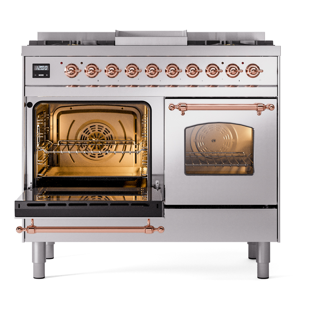 Nostalgie II 40 inch Dual Fuel Range with Double Ovens, 6 Burners and Griddle UPD40FNMPSSPLP