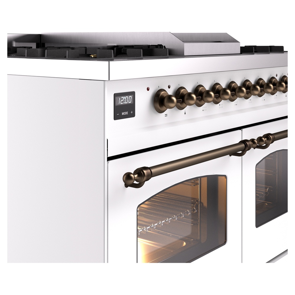 Nostalgie II 40 inch Dual Fuel Range with Double Ovens, 6 Burners and Griddle UPD40FNMPWHB