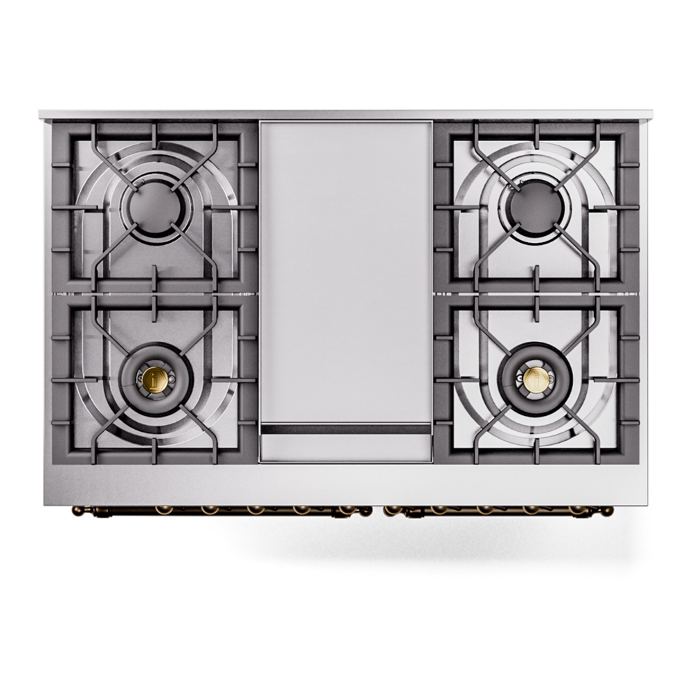 Nostalgie II 40 inch Dual Fuel Range with Double Ovens, 6 Burners and Griddle UPD40FNMPWHB