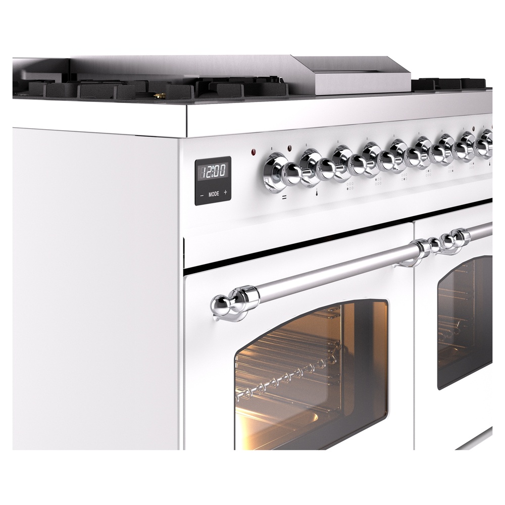 Nostalgie II 40 inch Dual Fuel Range with Double Ovens, 6 Burners and Griddle UPD40FNMPWHCLP